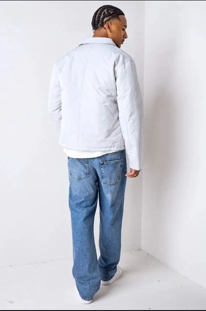 Light gray coat with a shirt collar