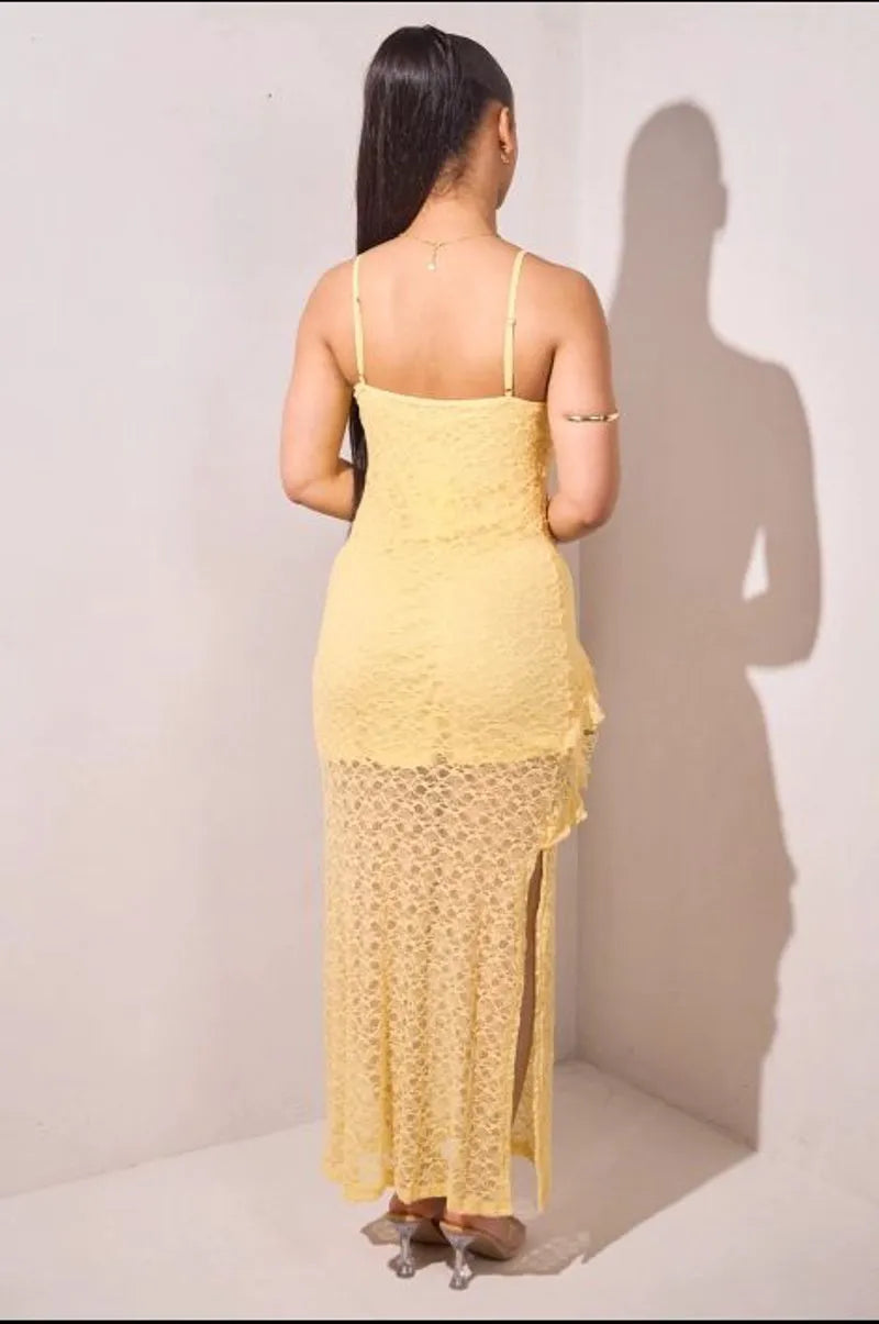 Yellow ruffled maxi dress