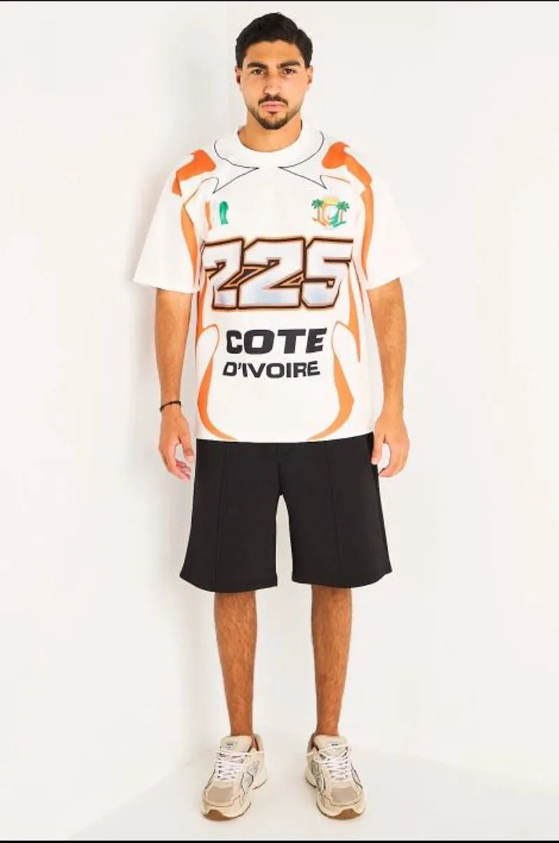 Tee-shirt blanc à inscription '' Cote d'Ivoire ''