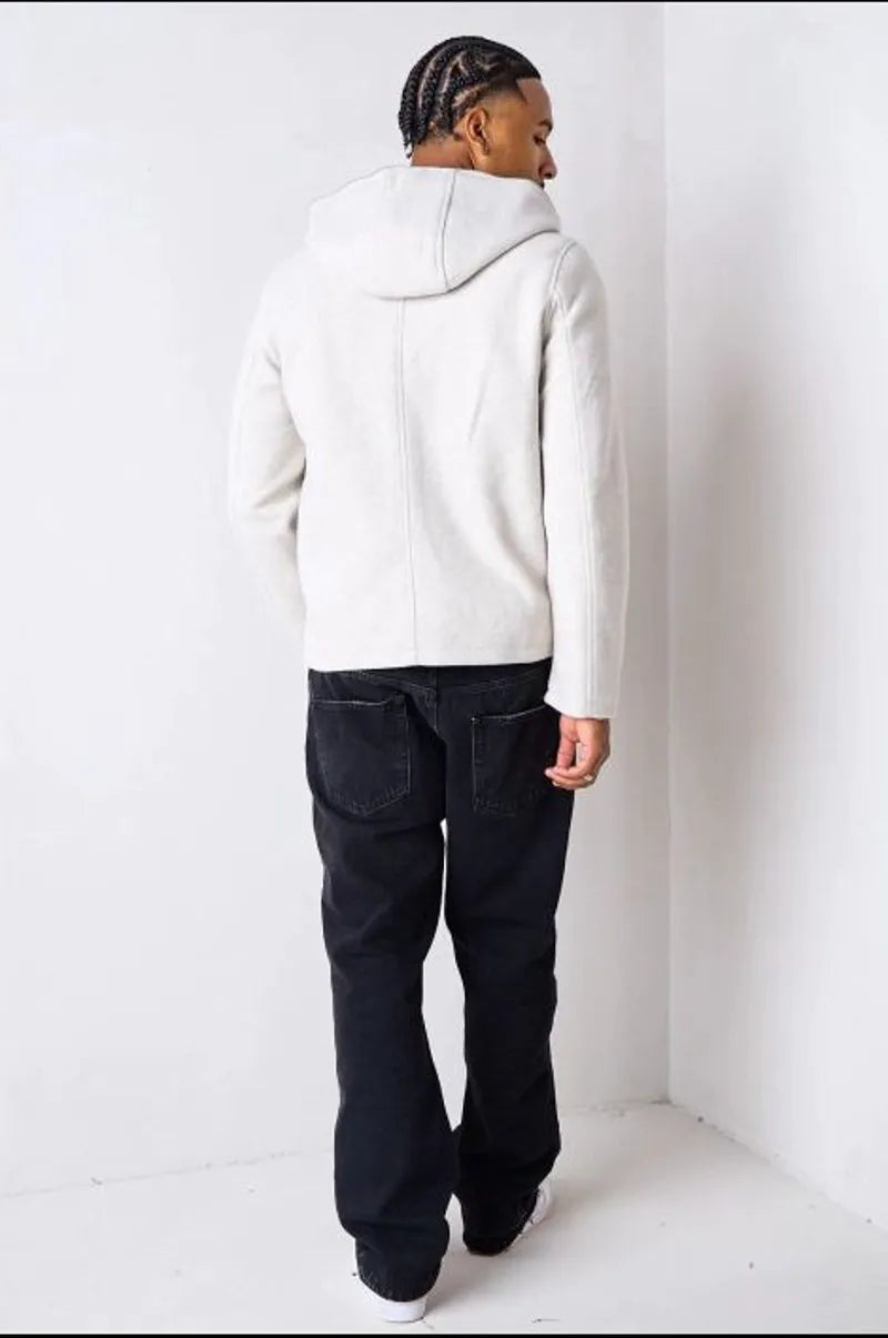 Light beige zip-up smooth fleece jacket