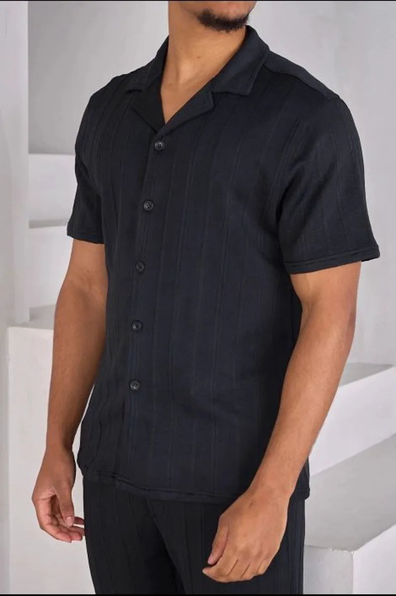Two-piece set: black shirt + joggers