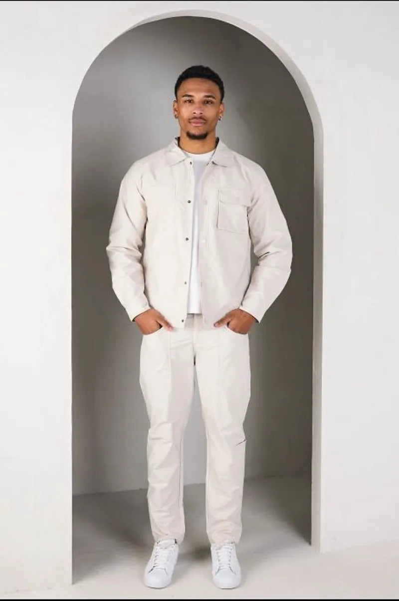 Two-piece set: light beige shirt + trousers