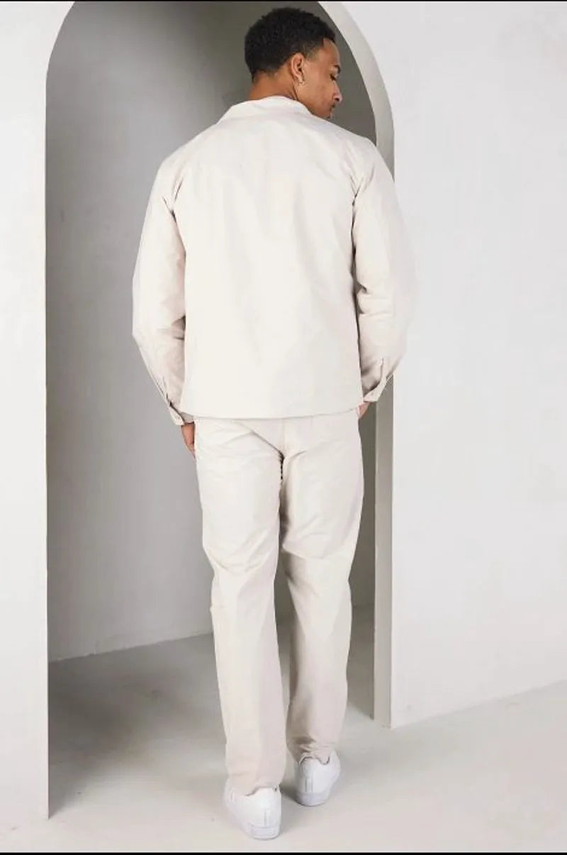 Two-piece set: light beige shirt + trousers