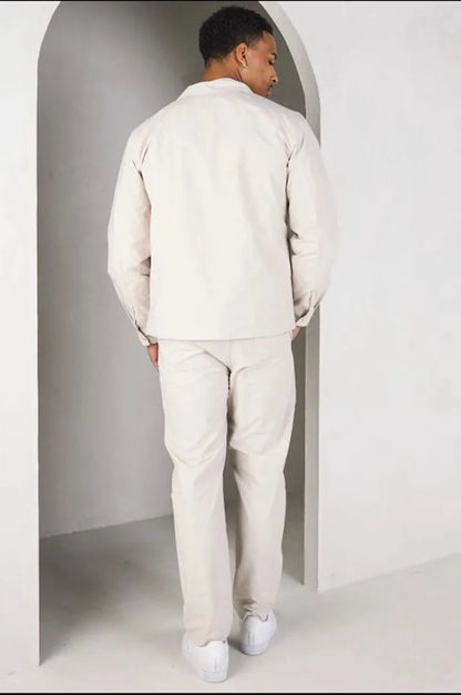 Two-piece set: light beige shirt + trousers