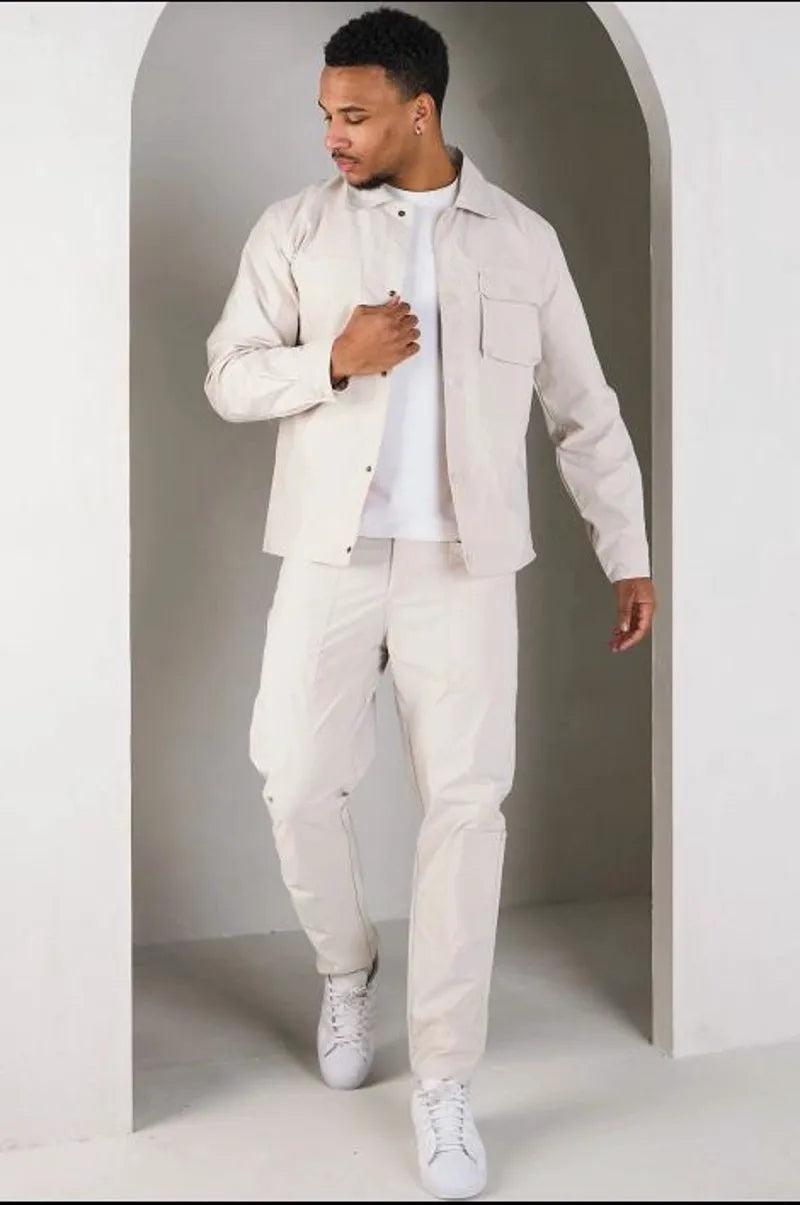 Two-piece set: light beige shirt + trousers