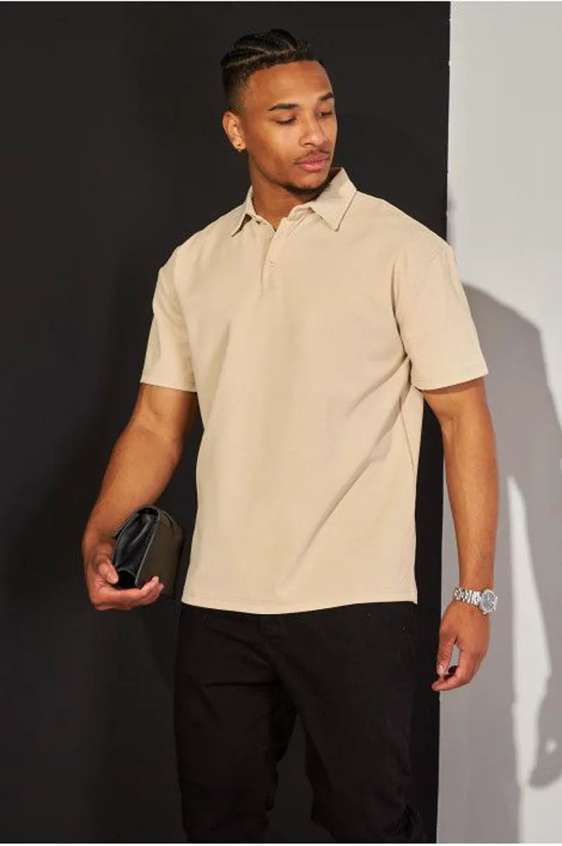 Basic beige polo shirt