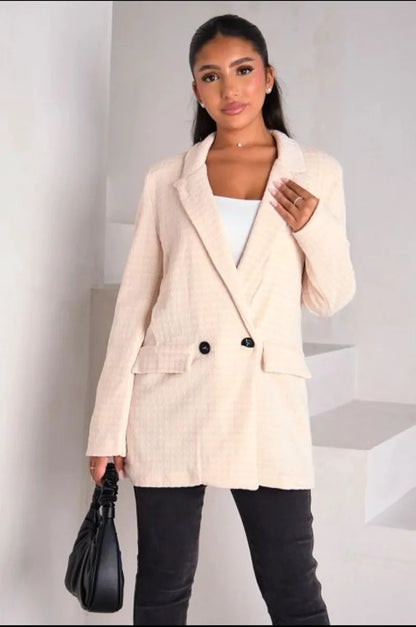 Beige blazer jacket with sequin details