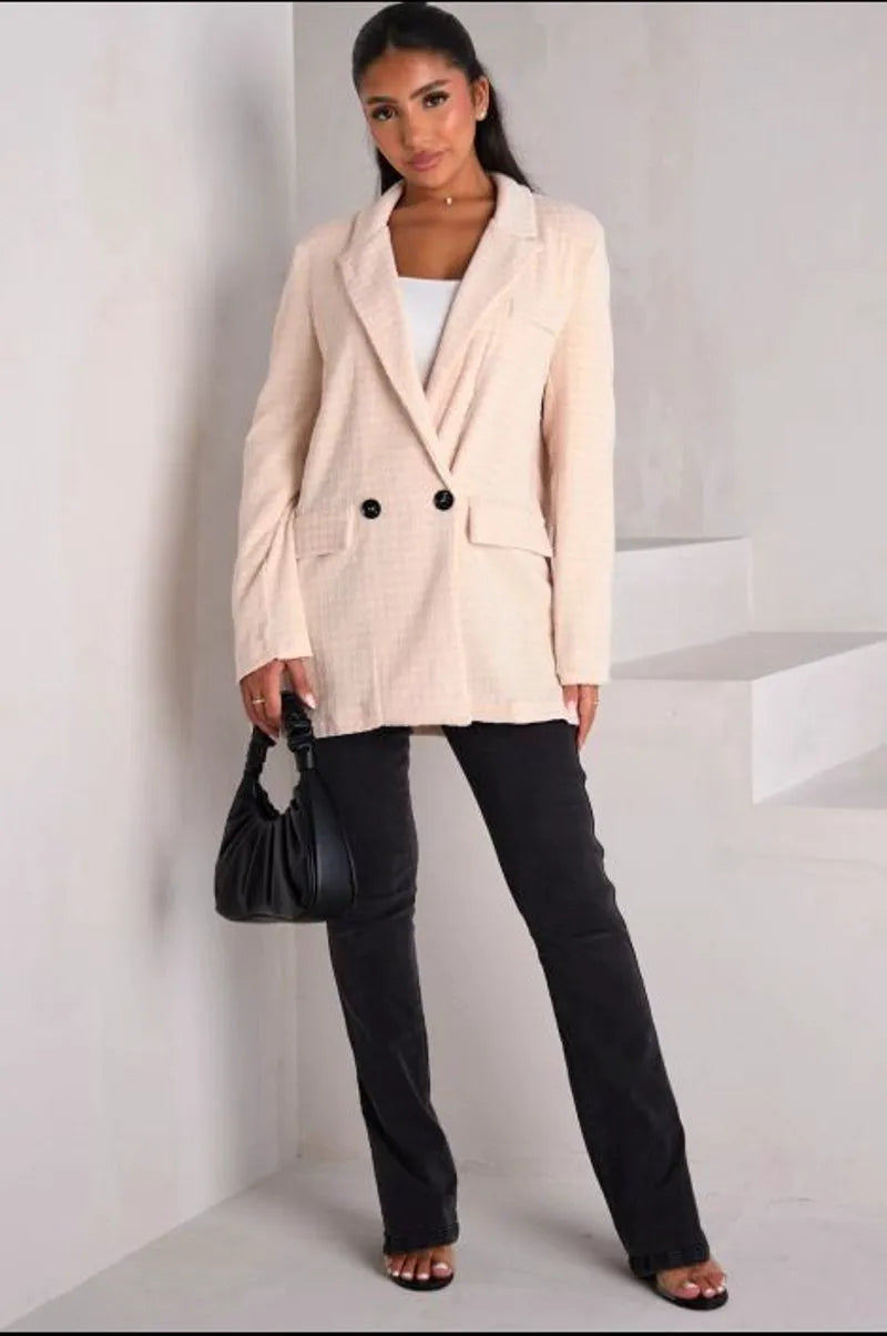 Beige blazer jacket with sequin details