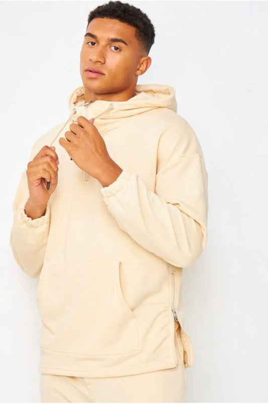 Beige half-zip hoodie