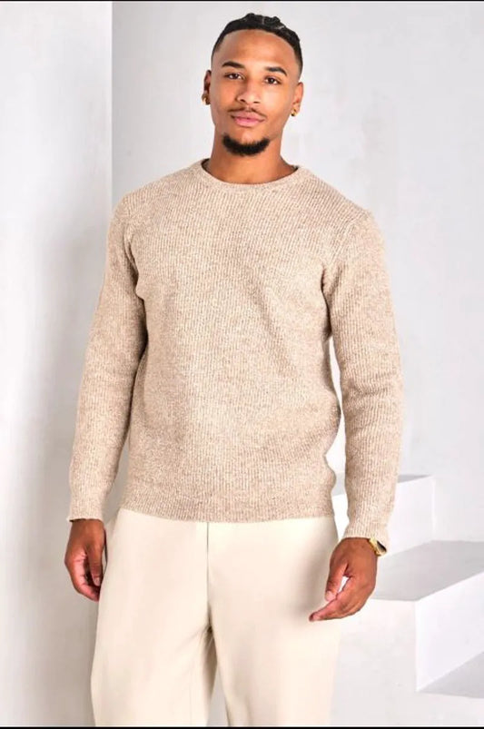 Beige heathered knit sweater