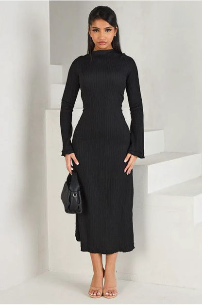 Black dress with a laced back collar