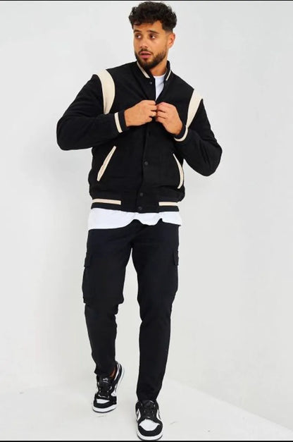 Black corduroy bomber jacket