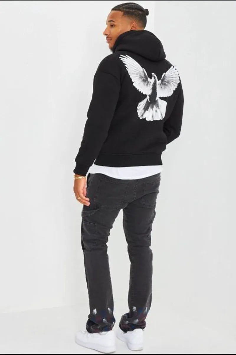 Black "dove" hooded sweatshirt