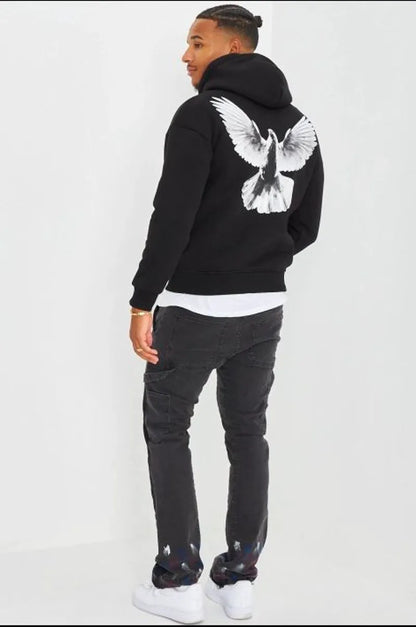 Black "dove" hooded sweatshirt
