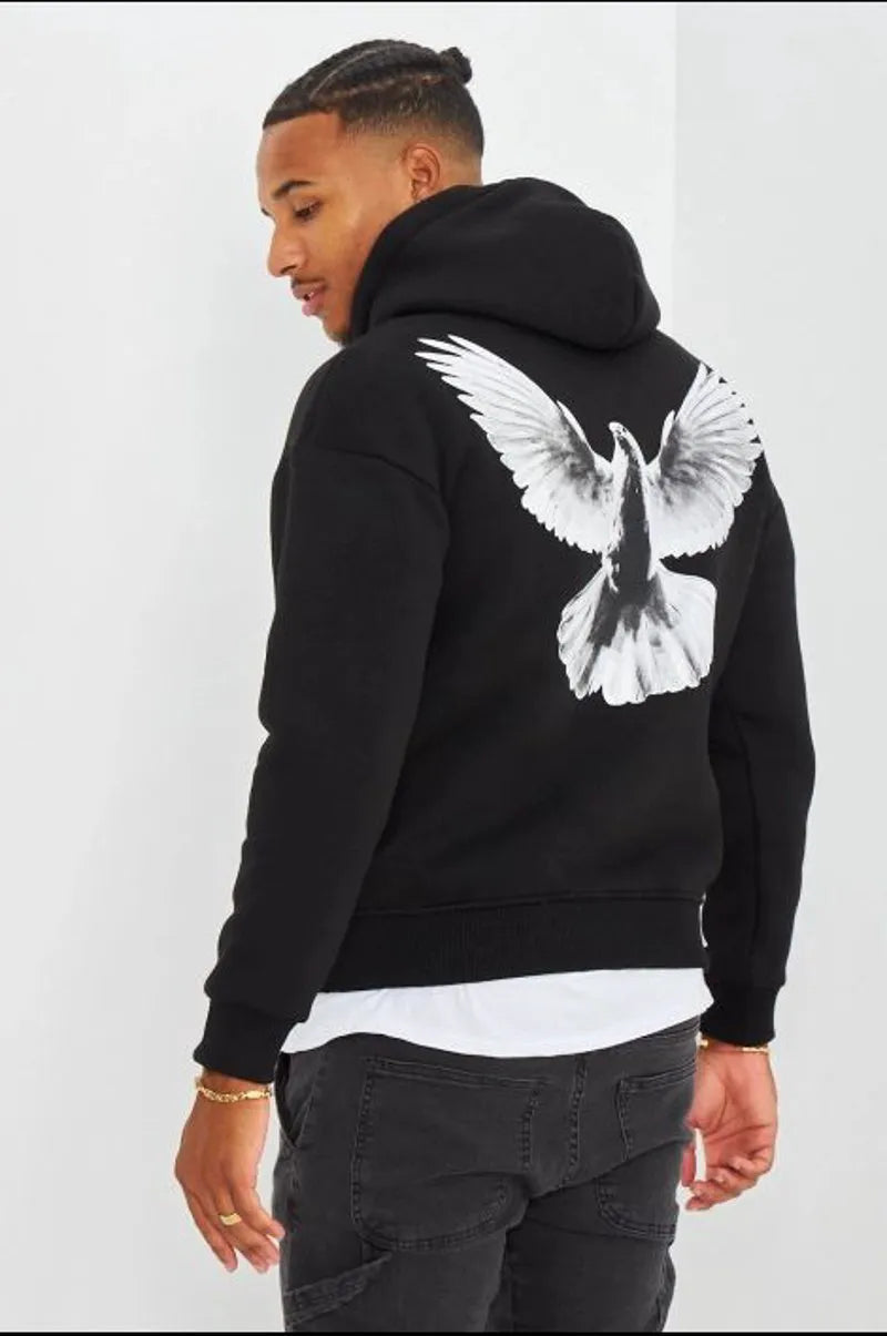 Black "dove" hooded sweatshirt