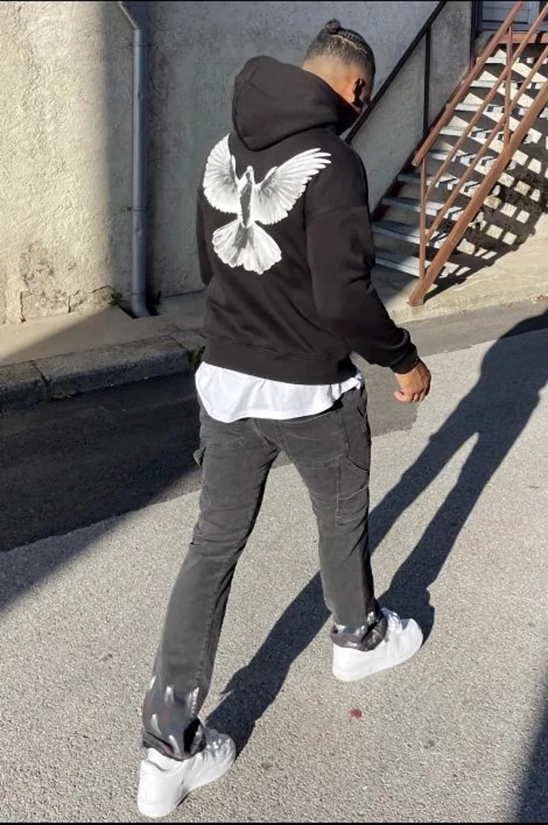 Black "dove" hooded sweatshirt