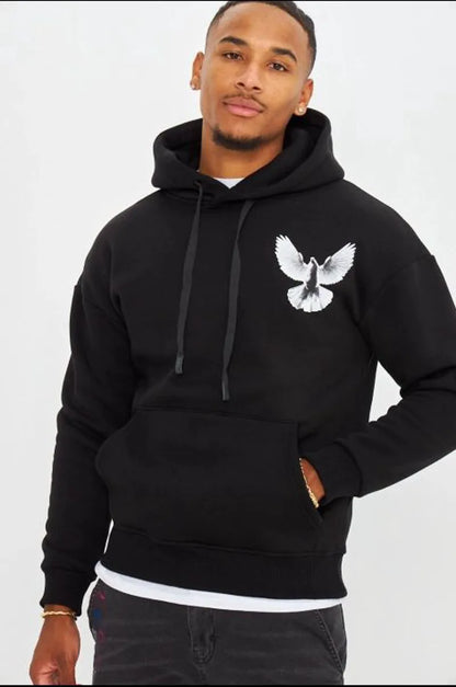 Black "dove" hooded sweatshirt