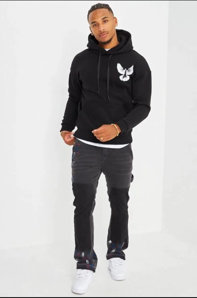 Black "dove" hooded sweatshirt