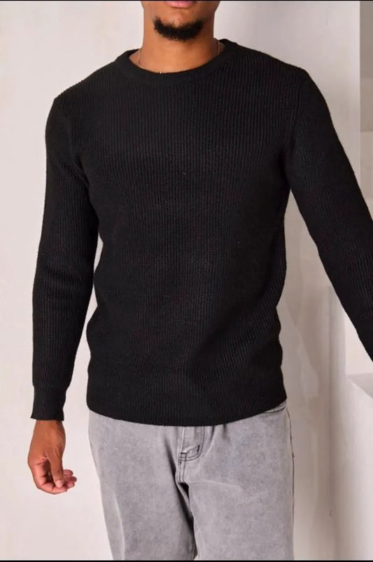 Black heathered knit sweater