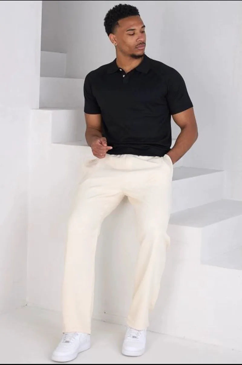 Black short-sleeve polo shirt