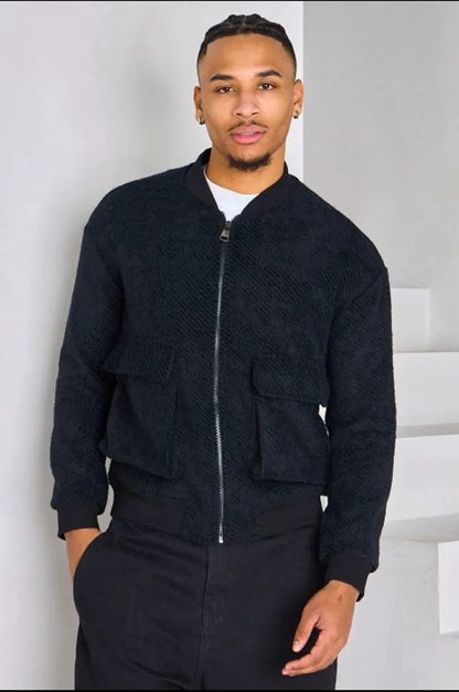 Heathered black zip-up sweatshirt
