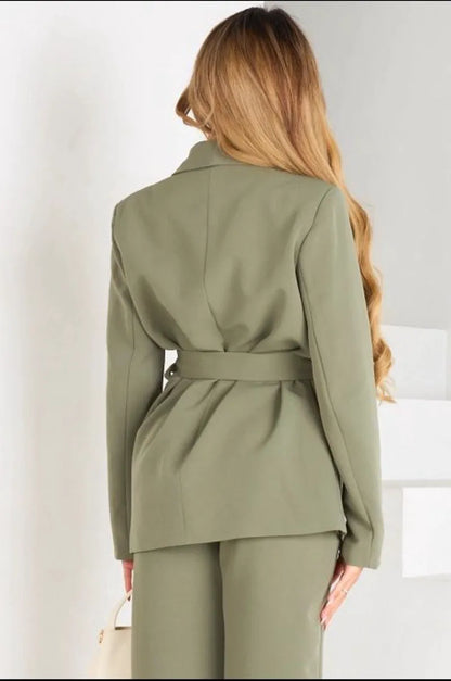 Premium quality khaki belted blazer