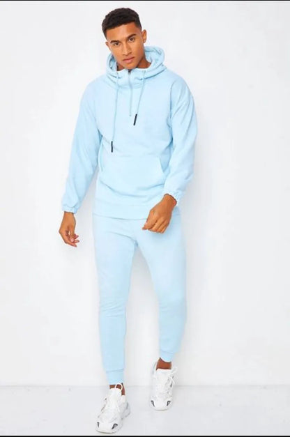 Blue half-zip hoodie