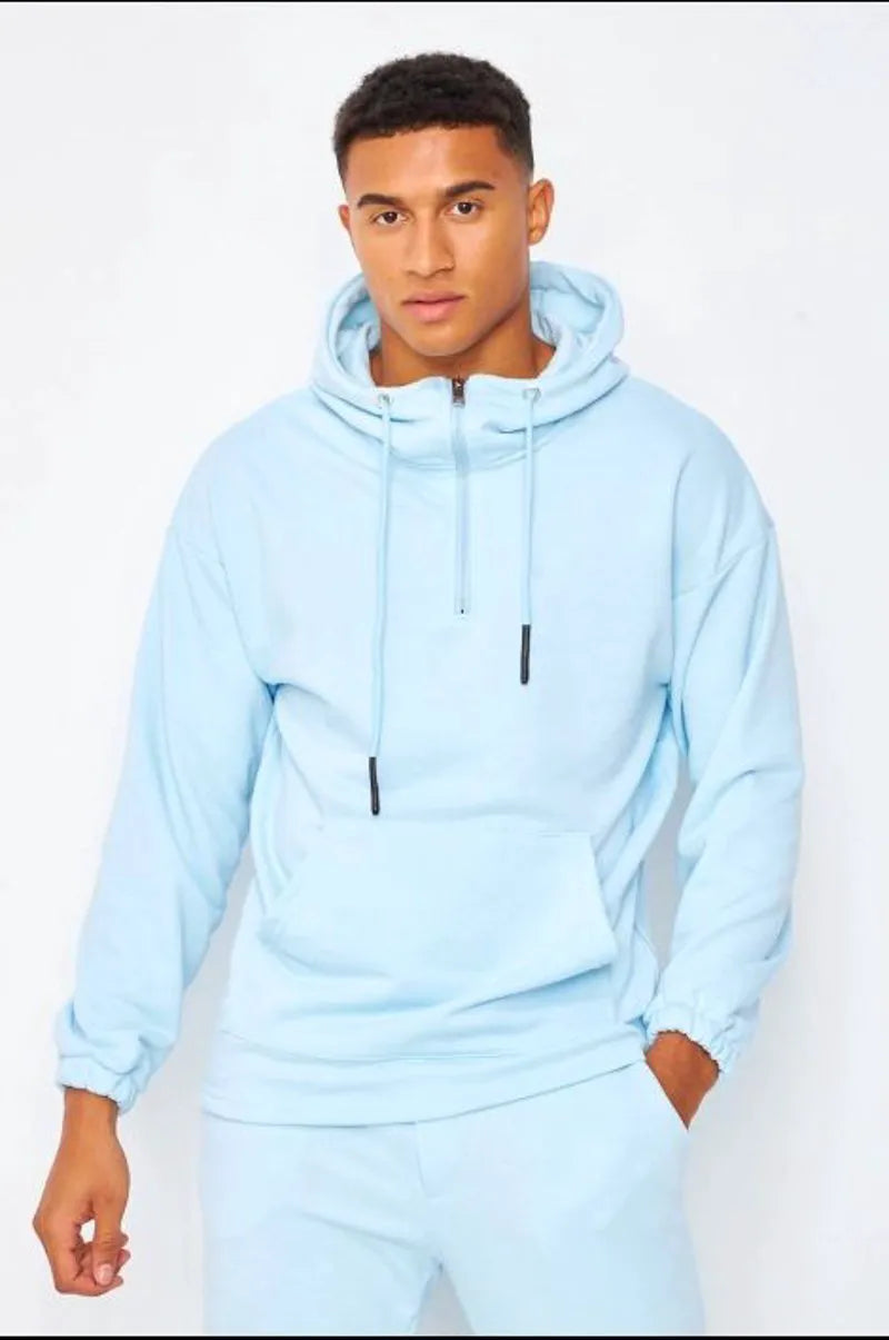 Blue half-zip hoodie