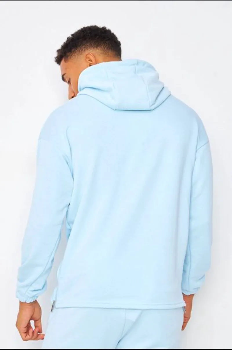 Blue half-zip hoodie