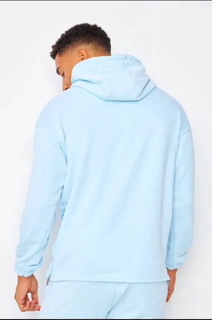 Blue half-zip hoodie
