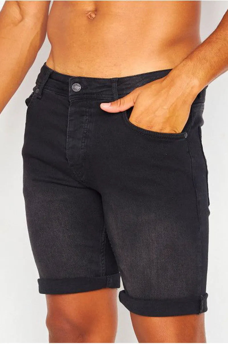 Brentiny black denim shorts