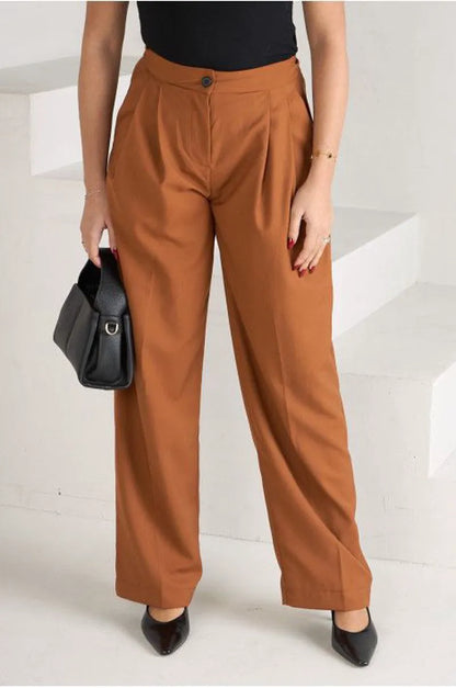 Caramel pleated trousers
