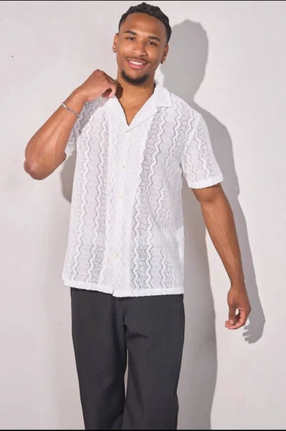 White patterned knit shirt