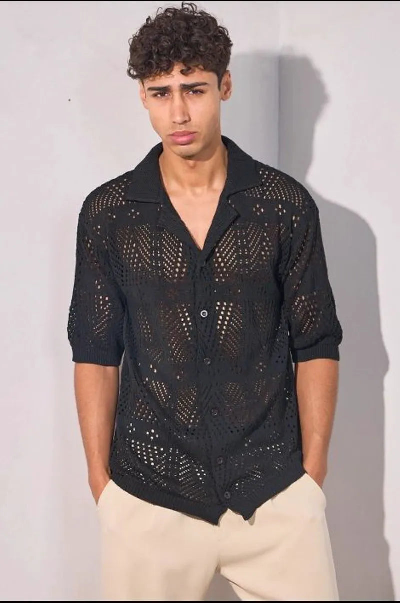 Black knit shirt