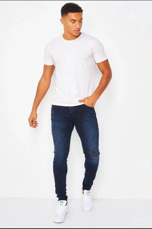 Dark blue distressed brentiny jeans