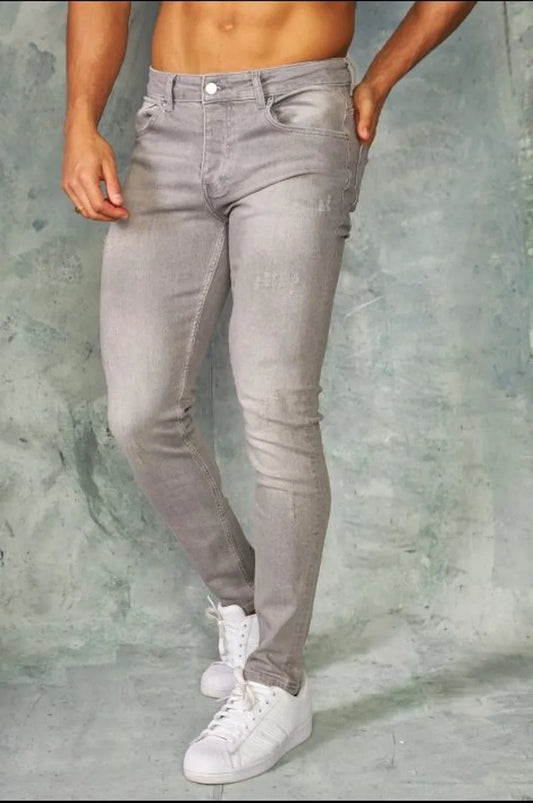 Distressed grey slim jeans