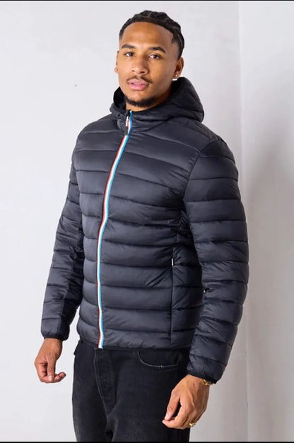 Lightweight quilted and waterproof black down jacket