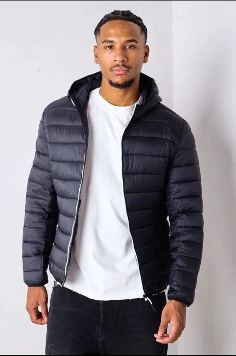 Lightweight quilted and waterproof black down jacket