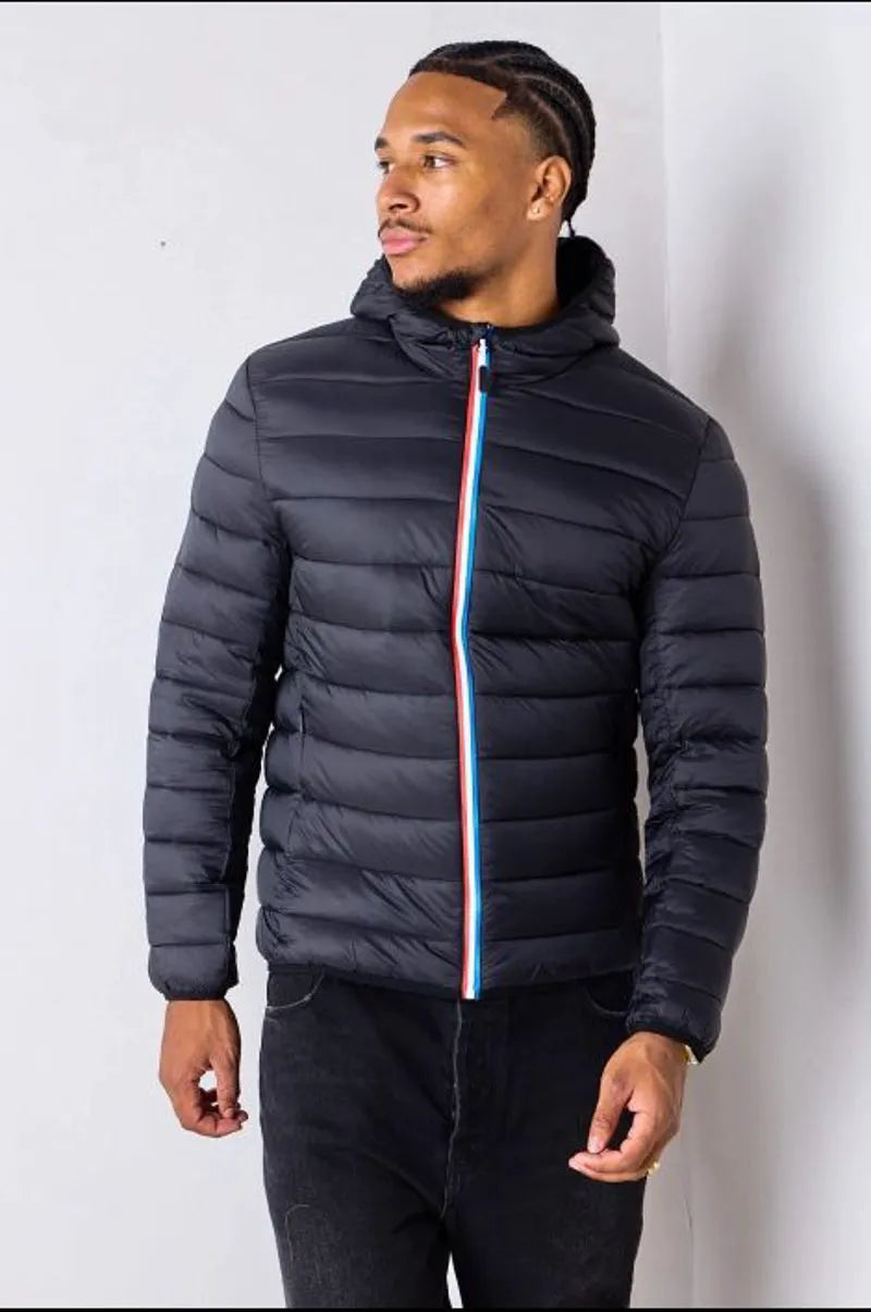 Lightweight quilted and waterproof black down jacket