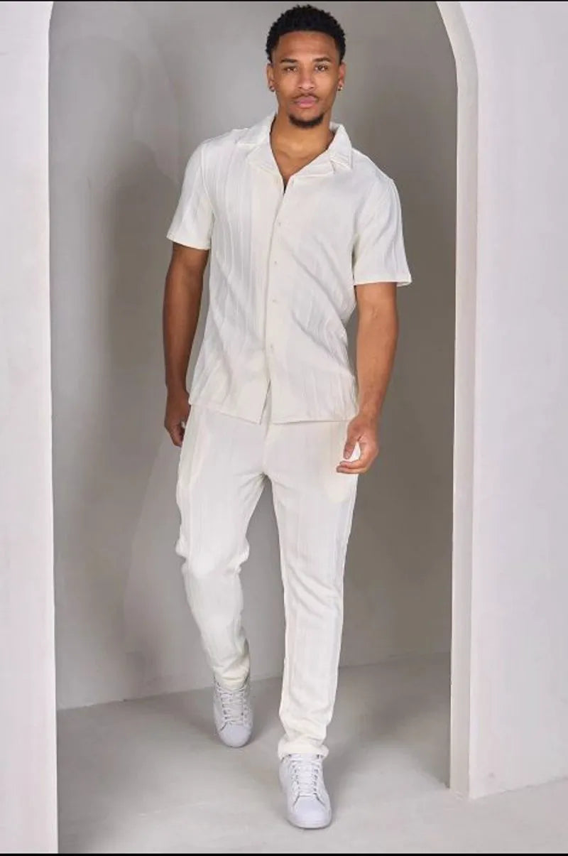 Two-piece set: ecru shirt + joggers