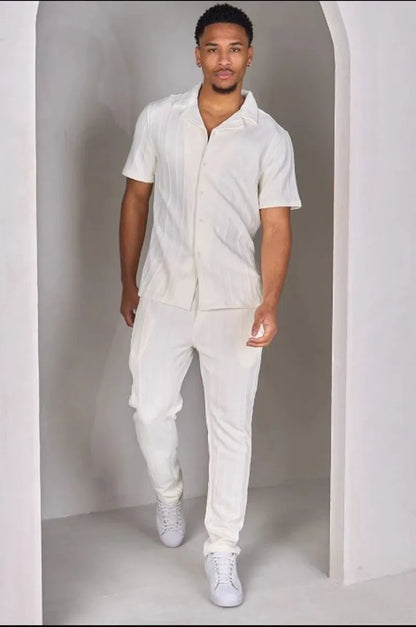 Two-piece set: ecru shirt + joggers