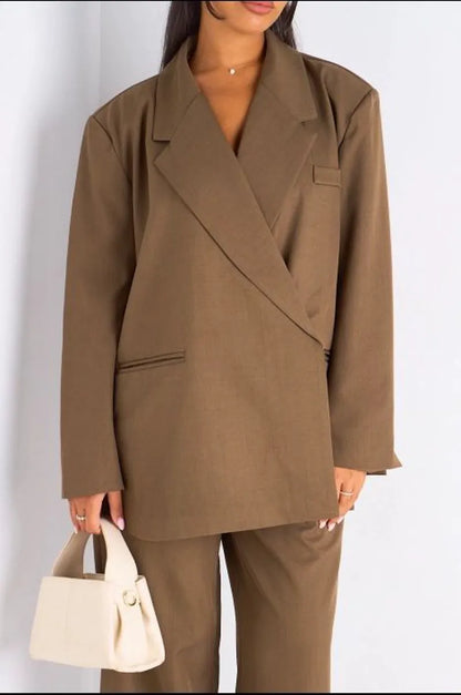 Ensemble 2 pièces : blazer + pantalon tailleur kaki