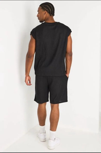 Ensemble 2 pièces : débardeur  + short en maille noir
