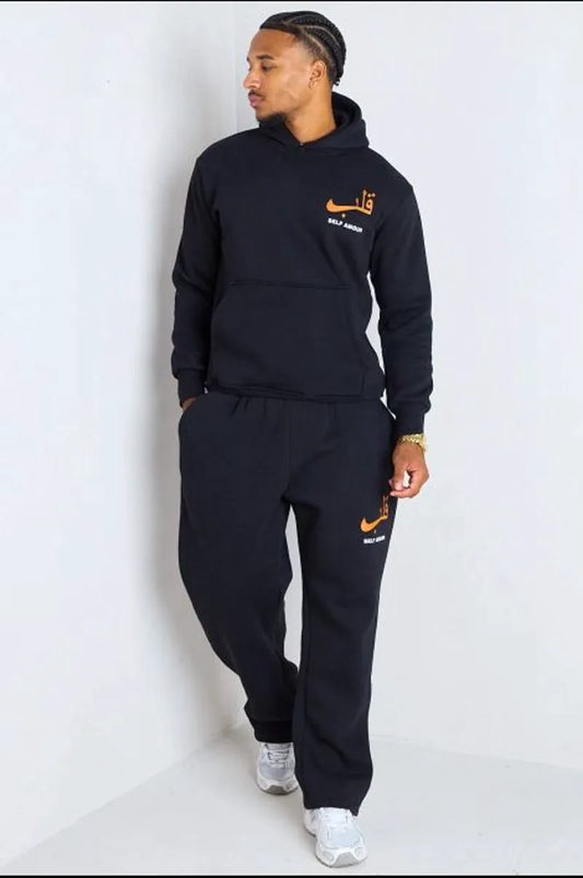 "self love" black two-piece set: sweater + joggers