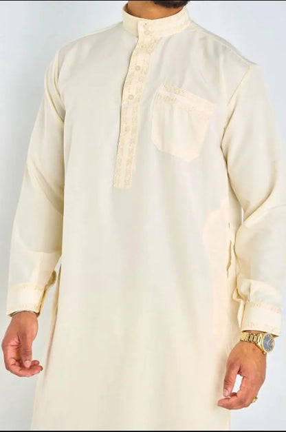 Ensemble 2 pièces : qamis + pantalon beige