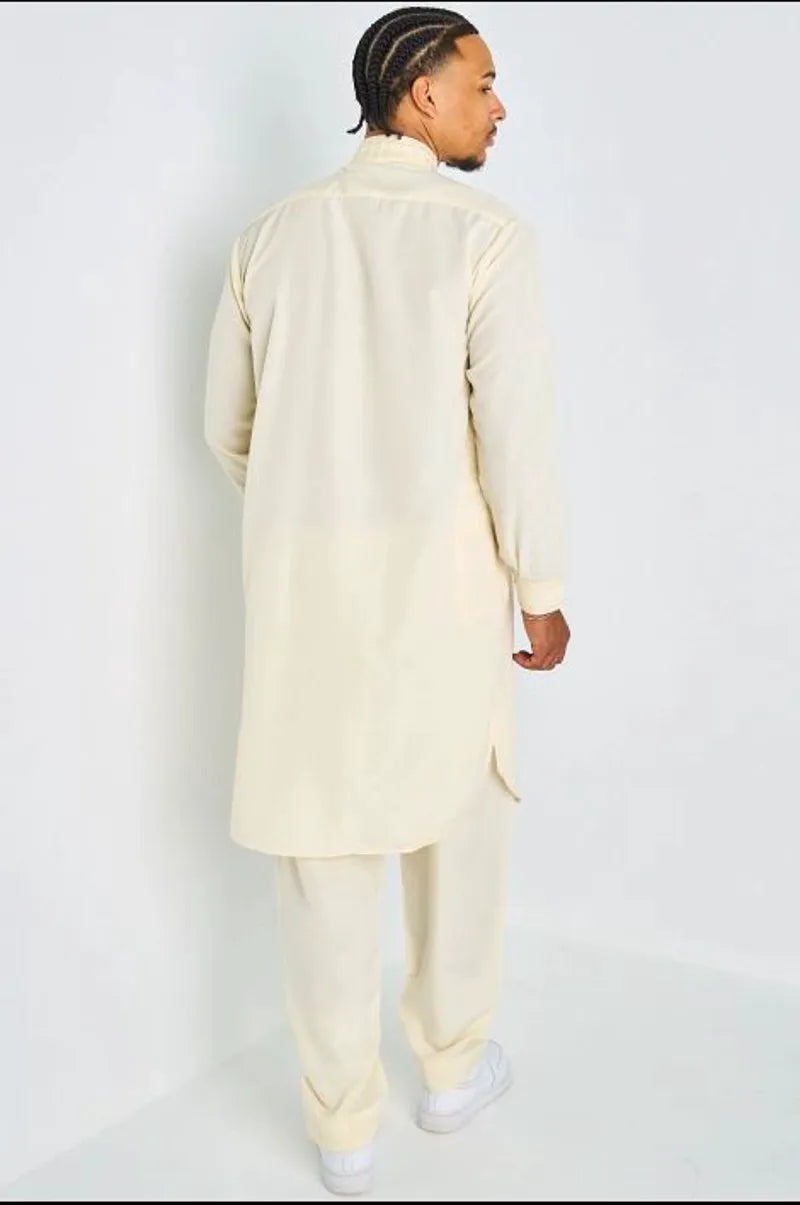 Ensemble 2 pièces : qamis + pantalon beige