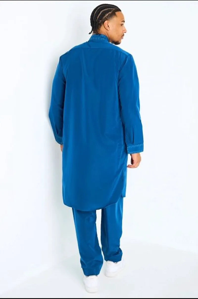 Ensemble 2 pièces : qamis + pantalon bleu