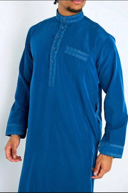 Ensemble 2 pièces : qamis + pantalon bleu
