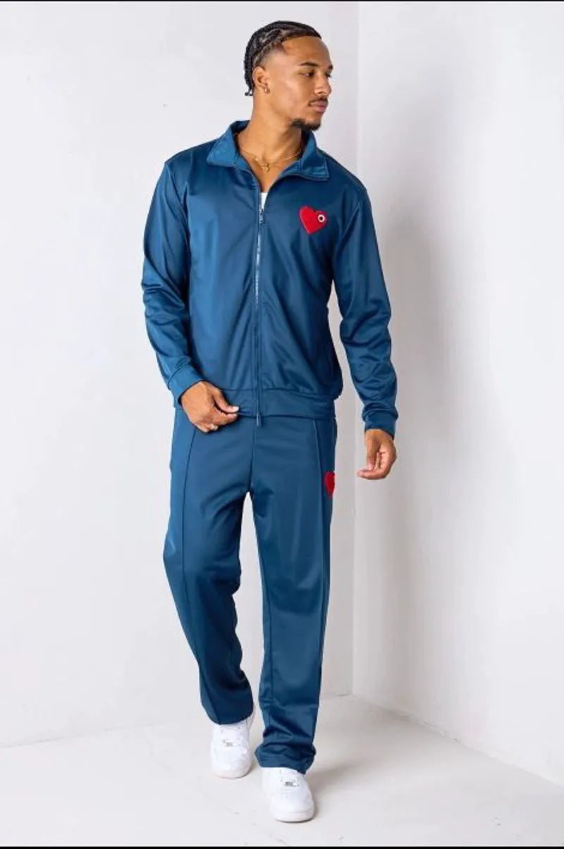 Navy blue two-piece sportswear set: jacket + pants