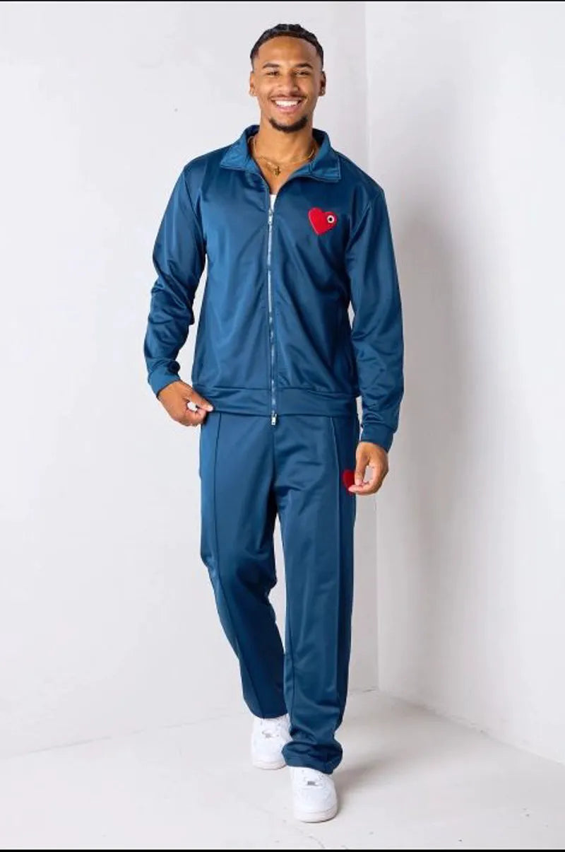 Navy blue two-piece sportswear set: jacket + pants